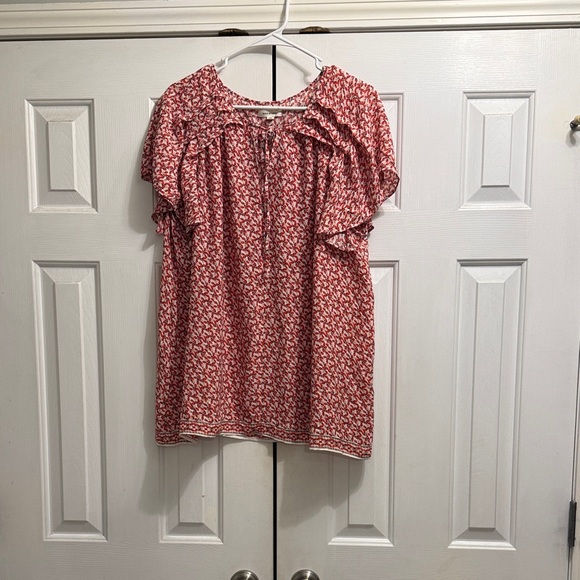 Max Studio Tops - Max Studio Red and White Patterned Blouse